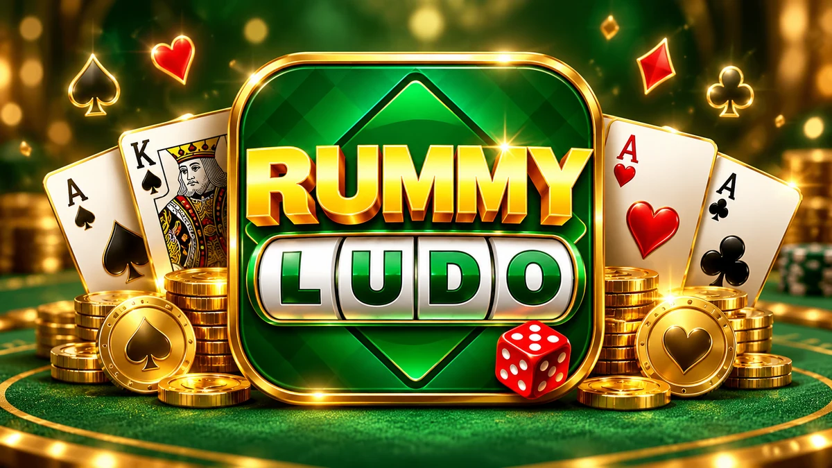 Rummy Ludo app icon with playing cards and a die
