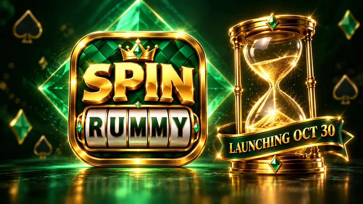 Spin Rummy logo beside a countdown hourglass, launching 30 October 2026